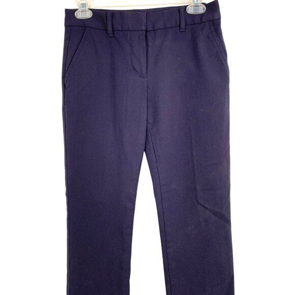 Tory Burch Skinny Pant Navy Wool Tweed Crop Size 0 GUC Career Low Rise $278 - Picture 6 of 9